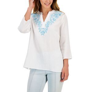 JM Collection Petite Embroidered Top